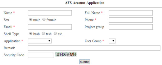 Application for the AFS account